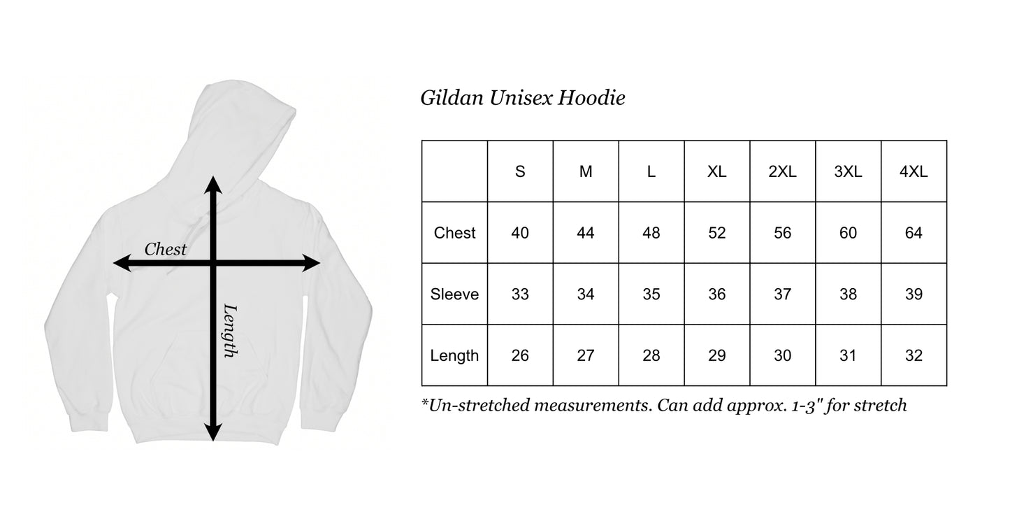 unisex hoodie size chart ddk