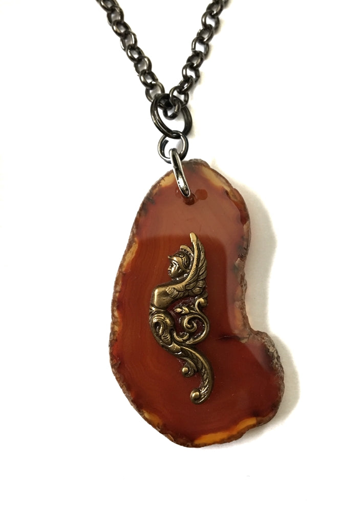 Vintage Angel Stone Necklace