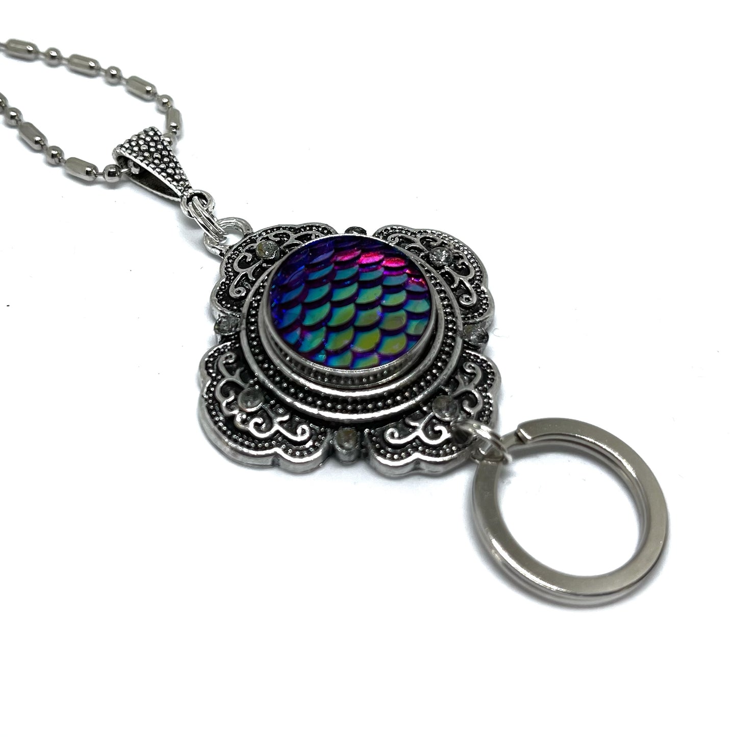 dragon scale blue ab  glasses necklace holder