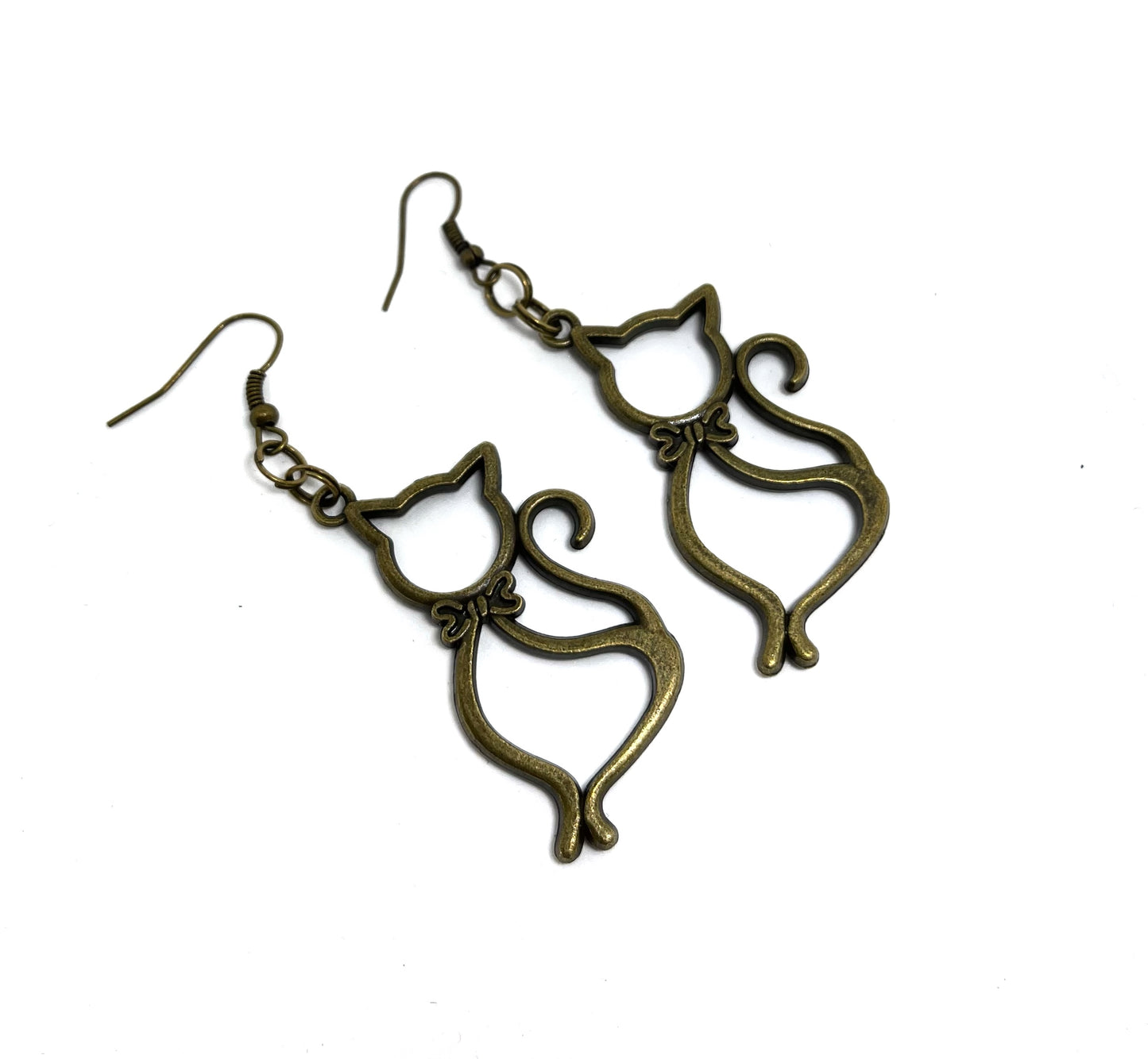 cat outline dangle earrings