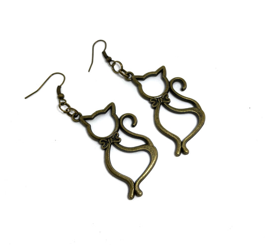 cat outline dangle earrings
