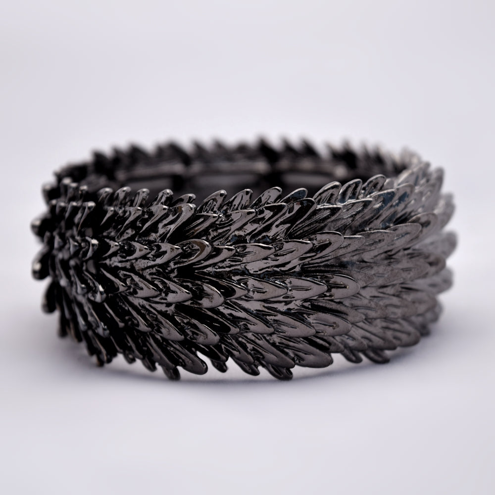 Gunmetal Angel Feather Cuff Bracelet