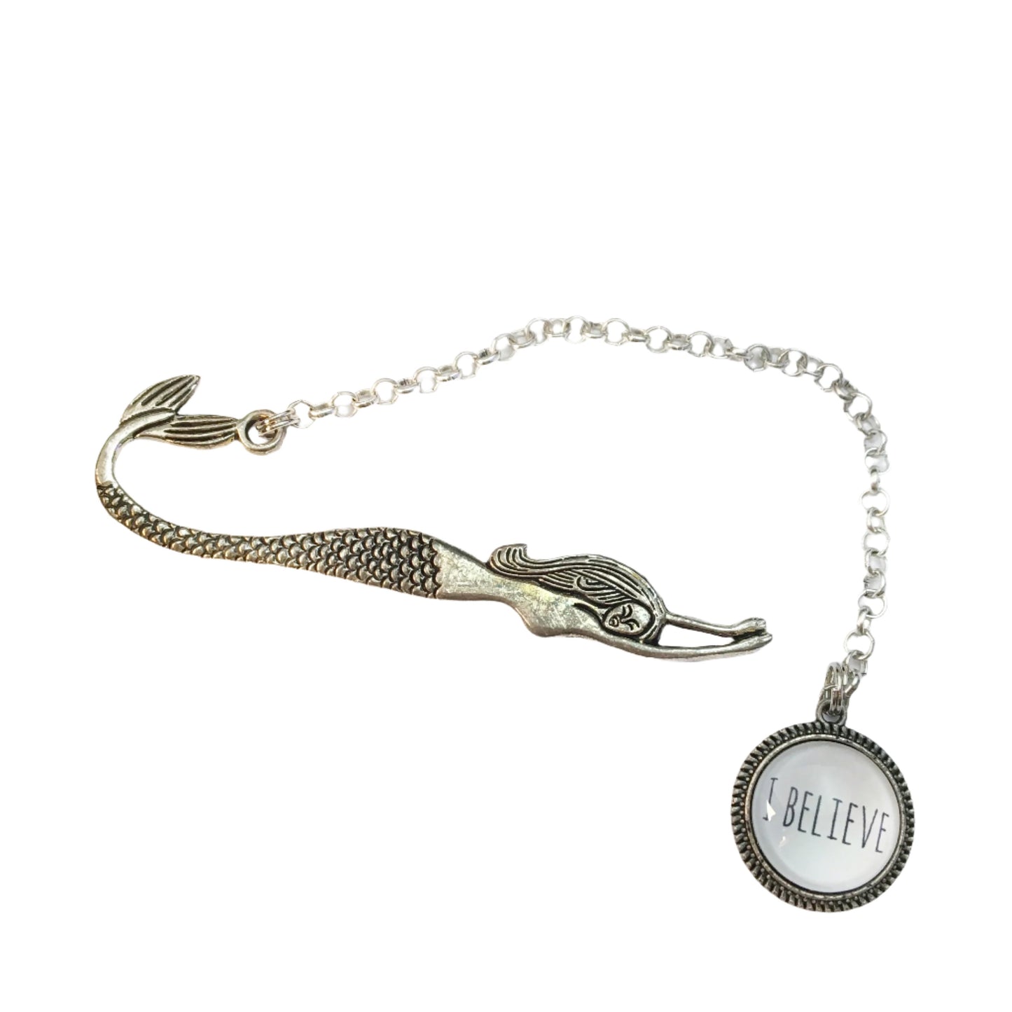 mythical mermaid bookmark in silver believe