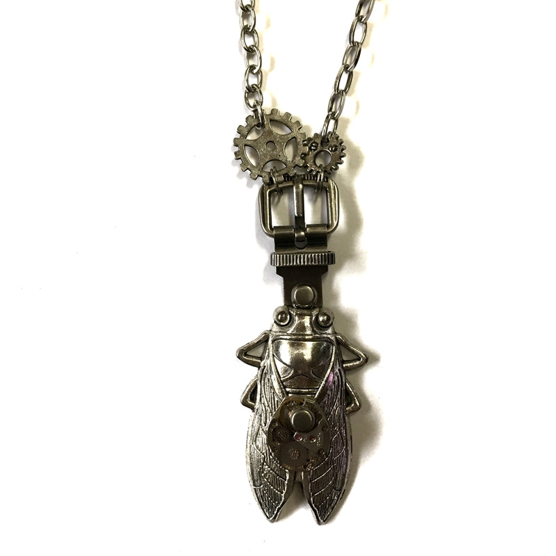 beetle and gears steampunk inspired necklace unisex