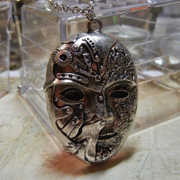 Mask vintage look steampunk handmade necklace accessory  unisex