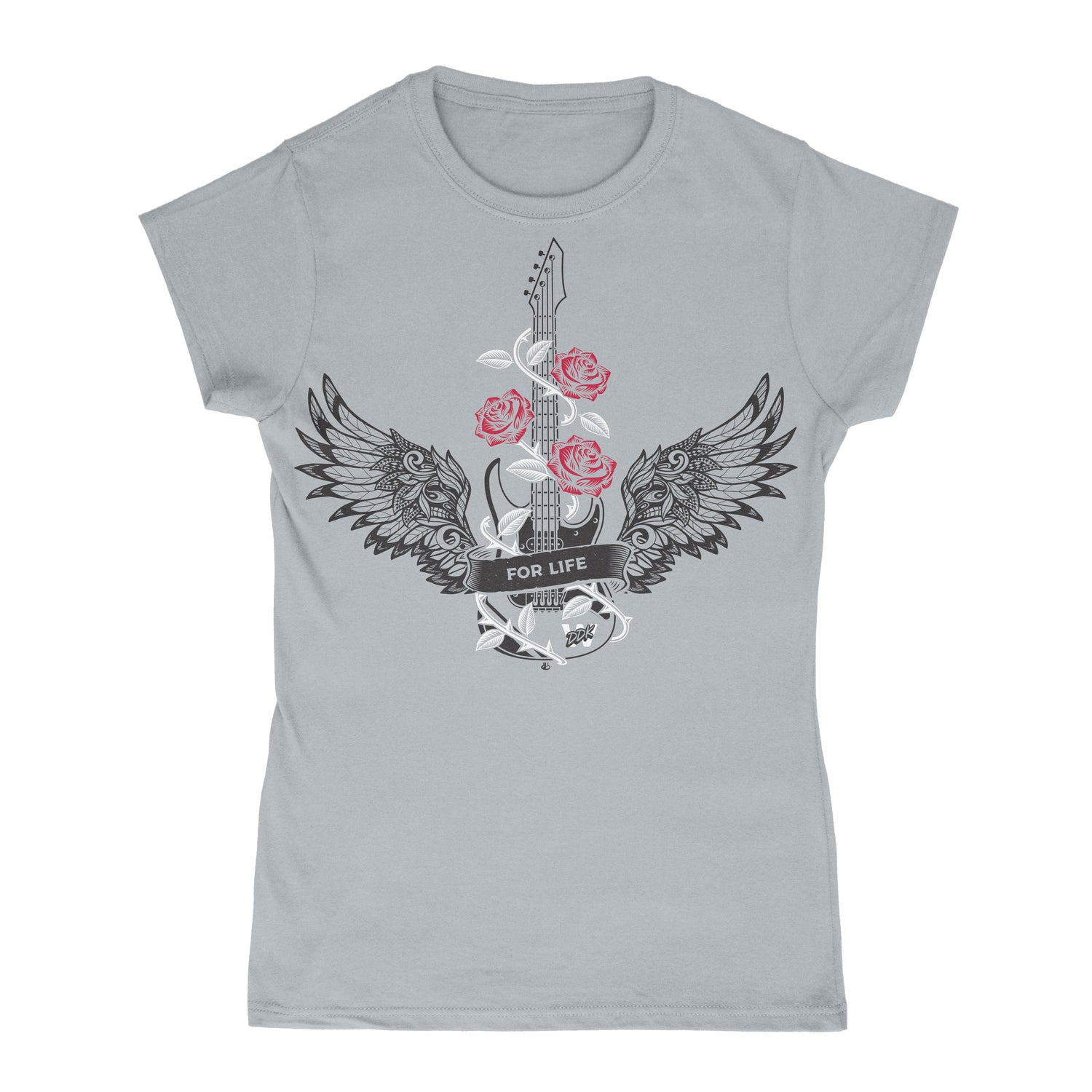 DDK women's t-shirt top with music angel wings rock and roll themes