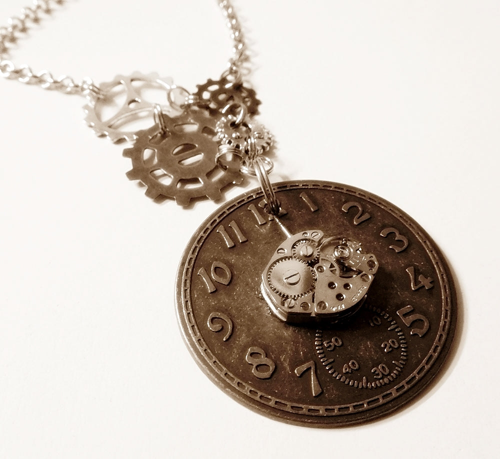Steampunk and vintage handmade jewelry necklaces with watch parts for accessories Canada