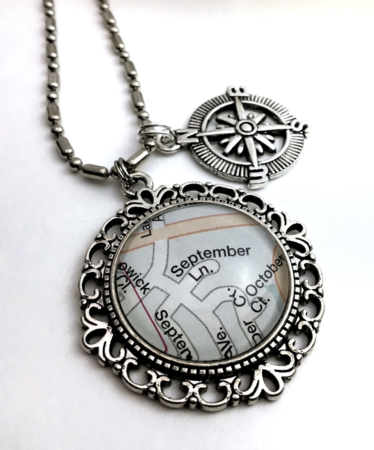 Custom handmade original vintage map jewelry necklace accessories