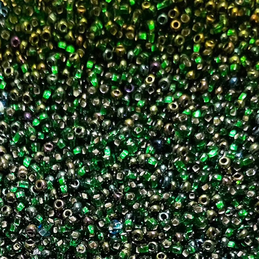 green czech seed beads