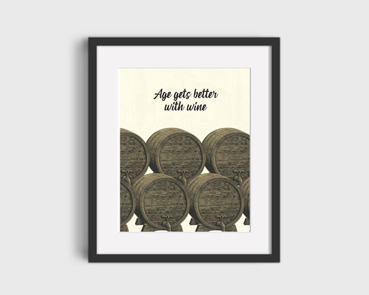 vintage retro feel art wine decoration wall print for decor or gift