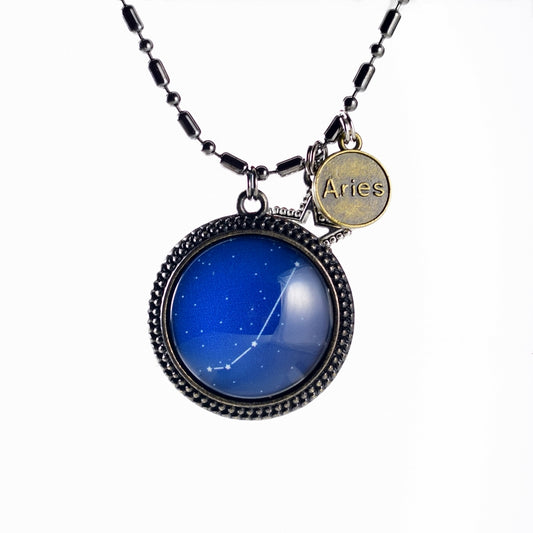 Aries birthday constellation handmade glass cabachon jewelry necklace accessory