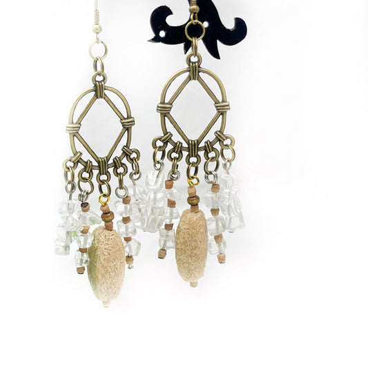 handmade dangle beige earrings