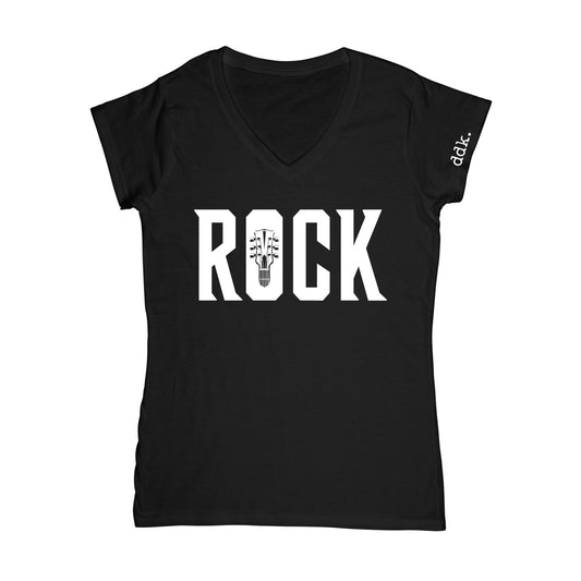 ddk rock black v neck womans tshirt