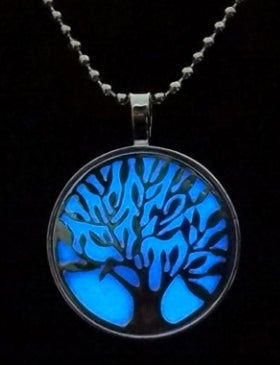 blue glowing tree of life light necklace