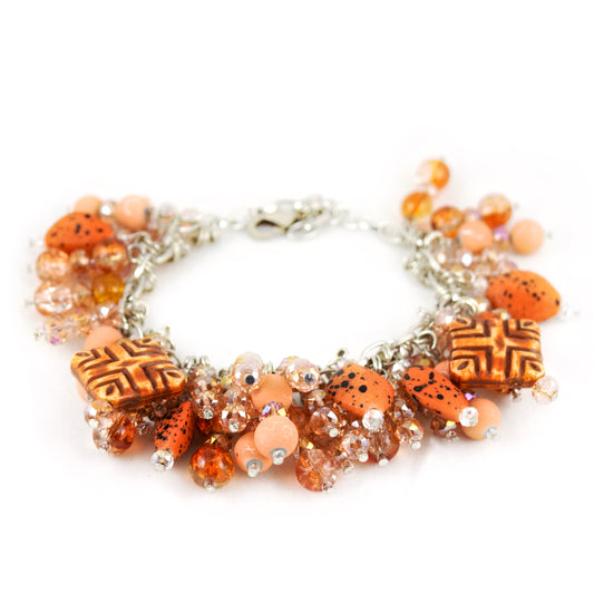Orange Artistic Crystal Bead Bracelet