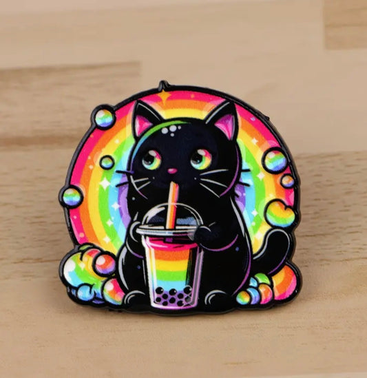 Bubble Tea Cat  Enamel Pin