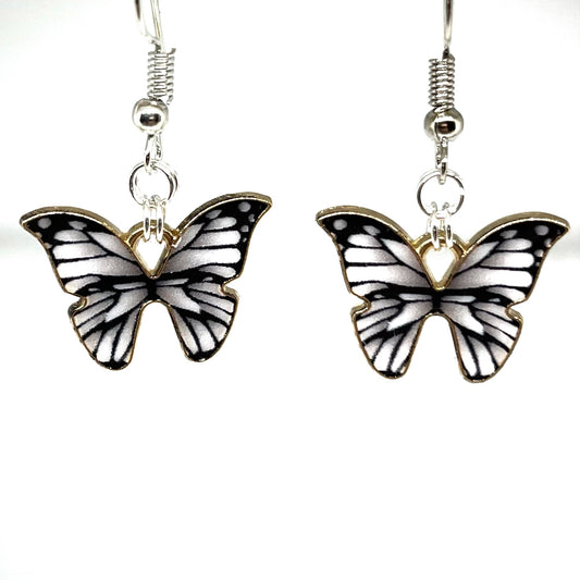 Black and White Mini Butterfly Earrings