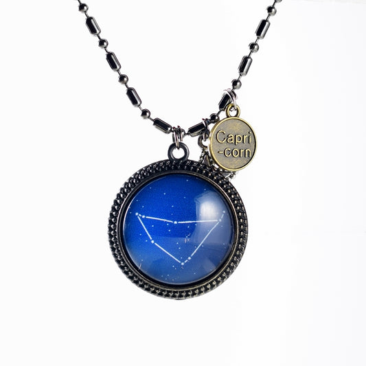 Capricorn birthday constellation handmade glass cabachon jewelry necklace accessory