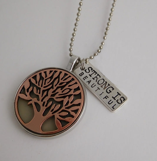 copper color tree of life glowing necklace