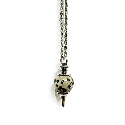pendulum necklace with dalmation jasper natural stone