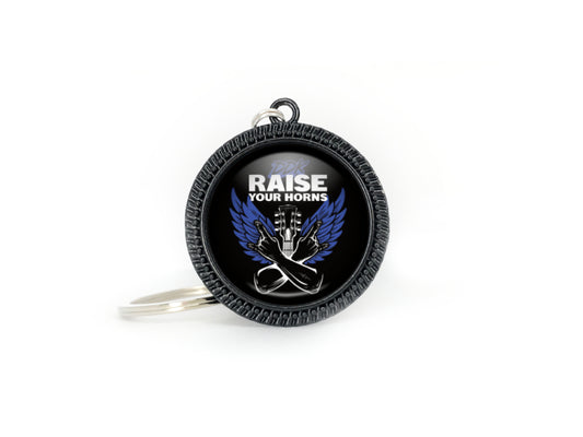 ddk blue raise your horns shirt art keychain