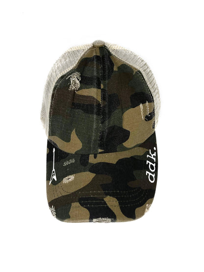 ddk rock guitar camo ponytail cap