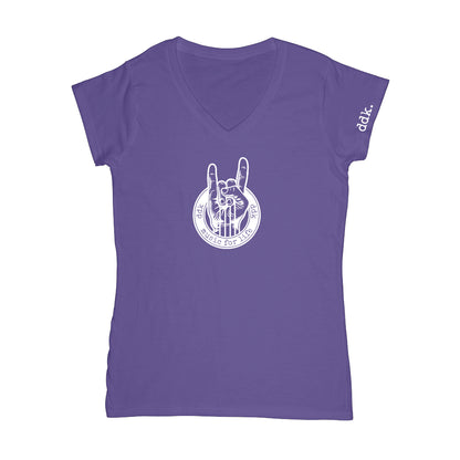 ddk. Purple Music Crest  V Neck Women's T-shirt