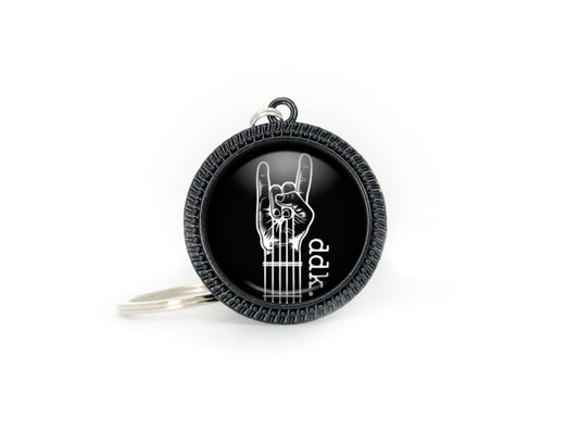 handmade ddk horns up guitar keychain