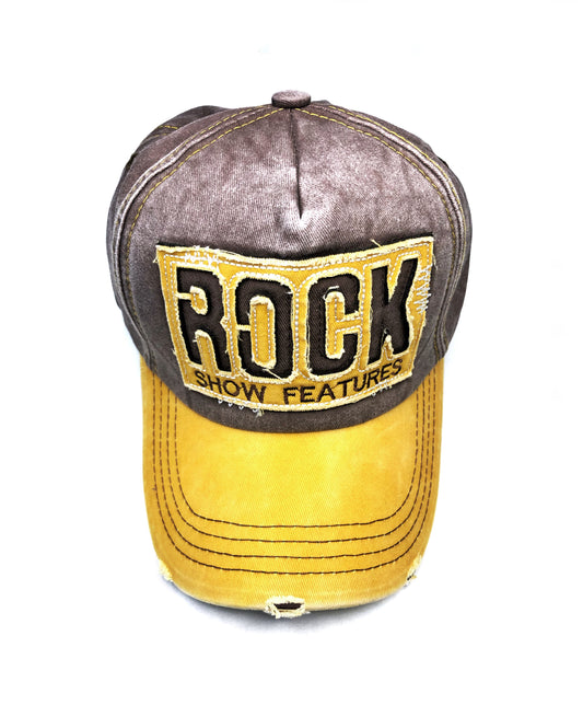 front of ddk yellow peak rock show hat