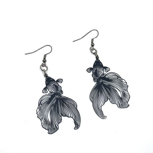 dangle goldfish earrings