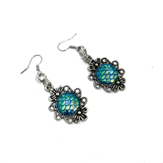 dragon scale dangle earrings ab color changing