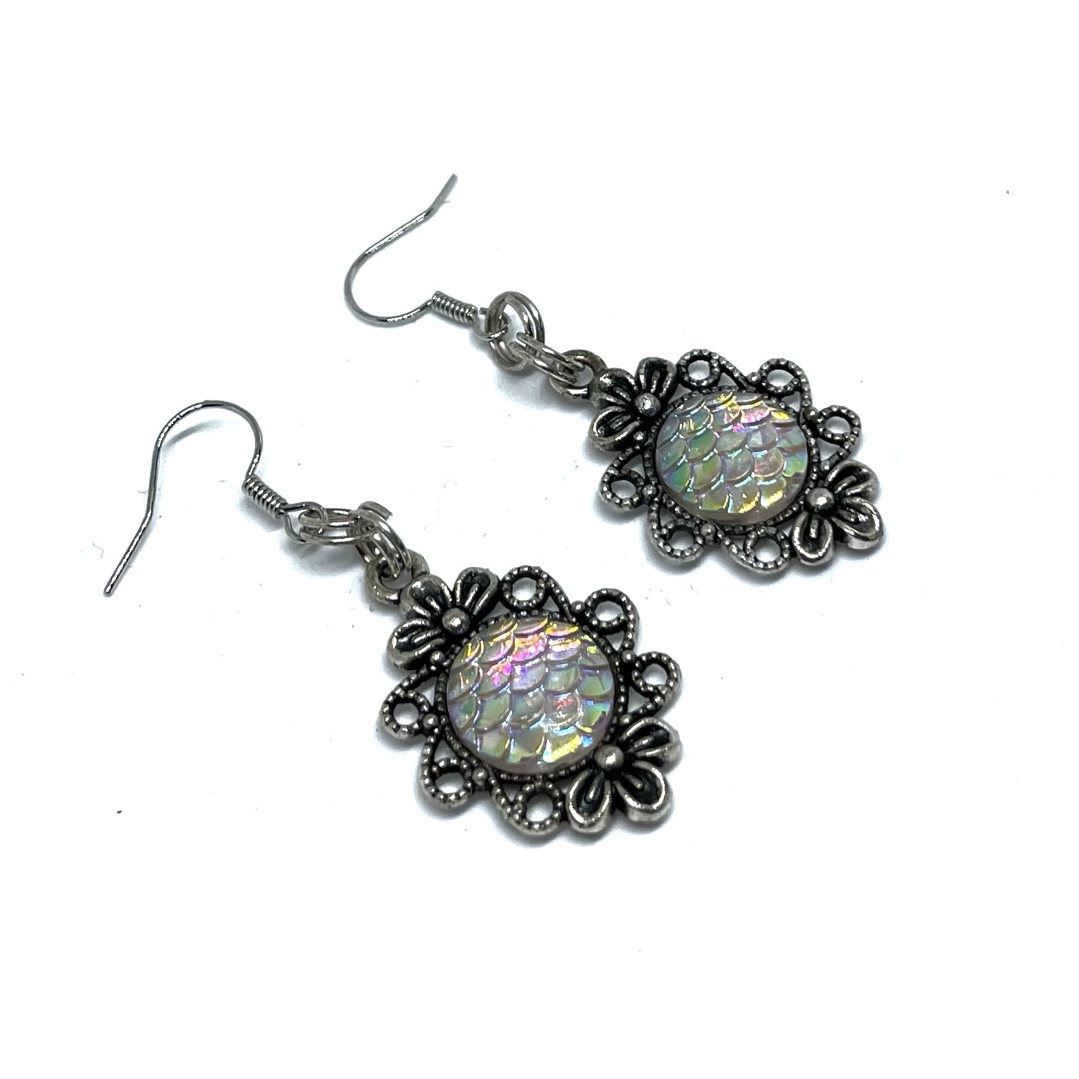 dragon scale dangle earrings ab color changing