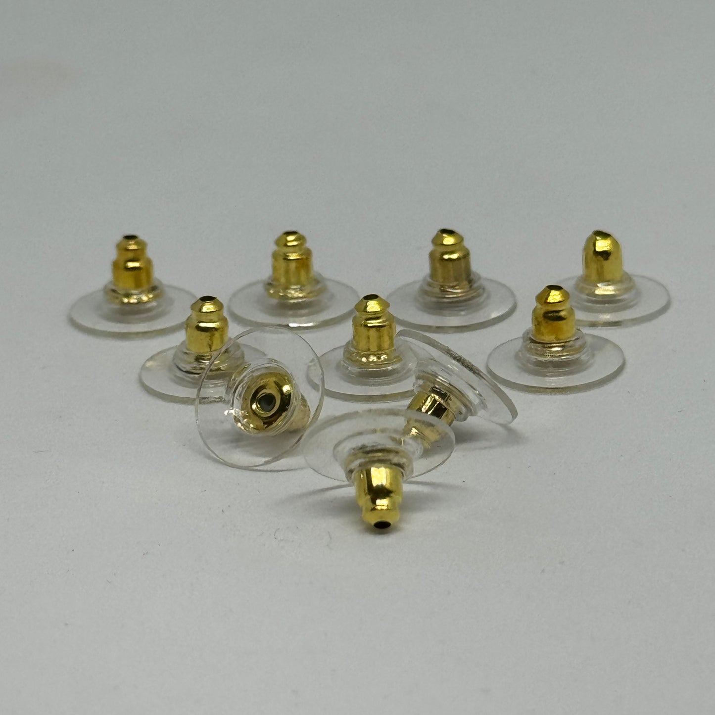 Plastic Earring Backs Gold/Clear 10 pcs