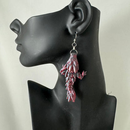 Burgundy Black 3d Printed Earrings