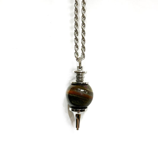 round sage green stone pendulum necklace