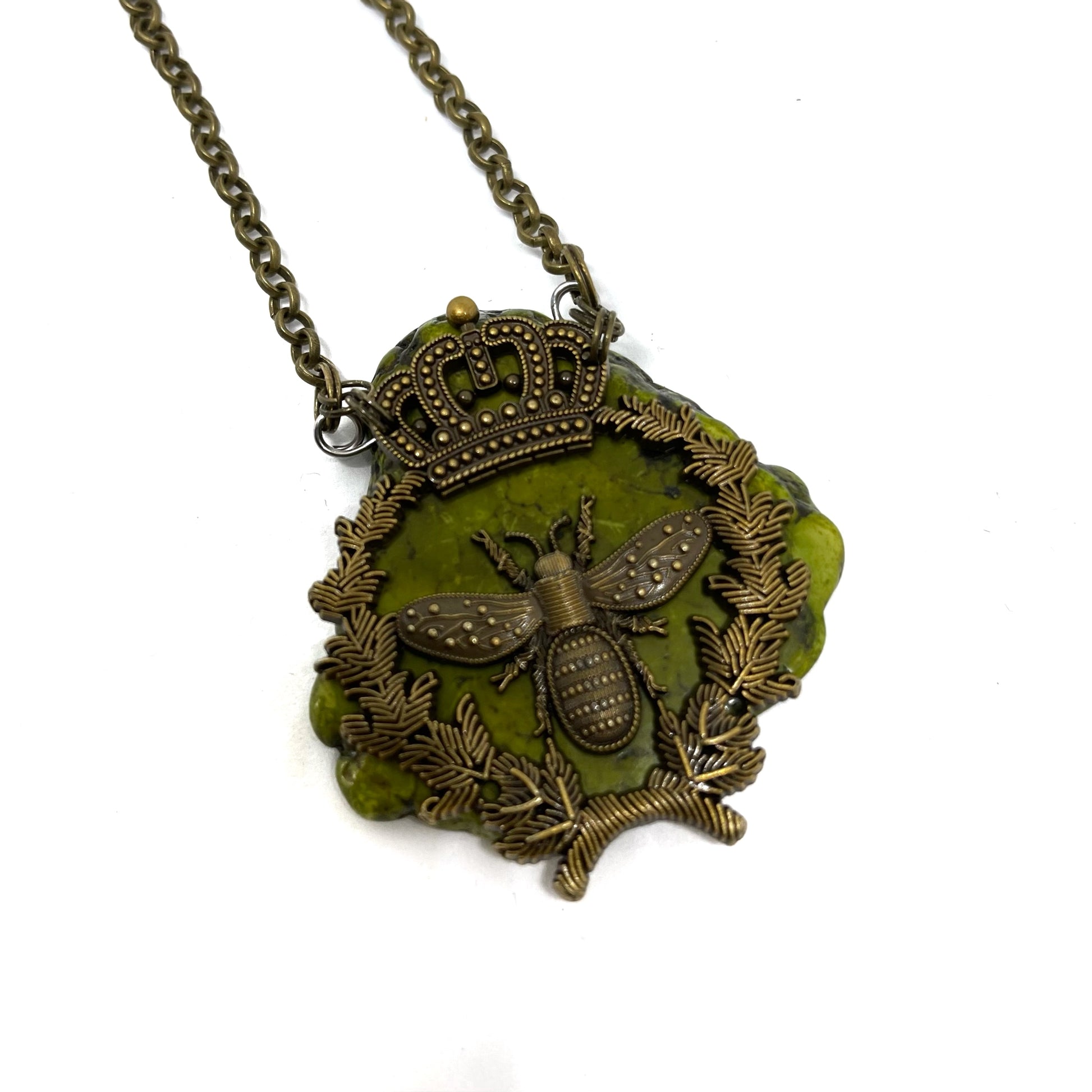 stone necklace with bee