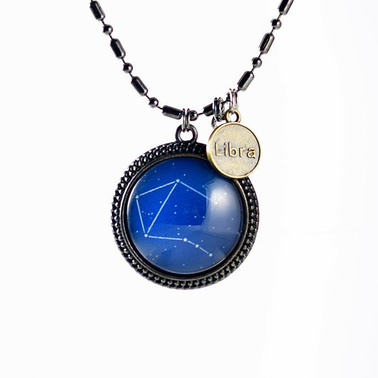 Libra birthday constellation handmade glass cabachon jewelry necklace accessory