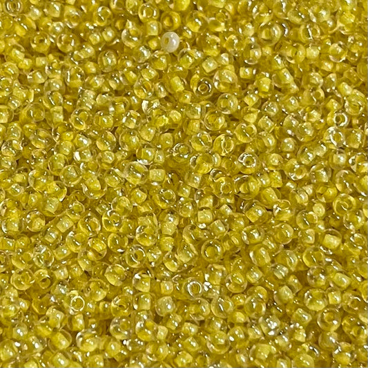 Lined Canary  10/0 Czech Glass Seed Beads #47