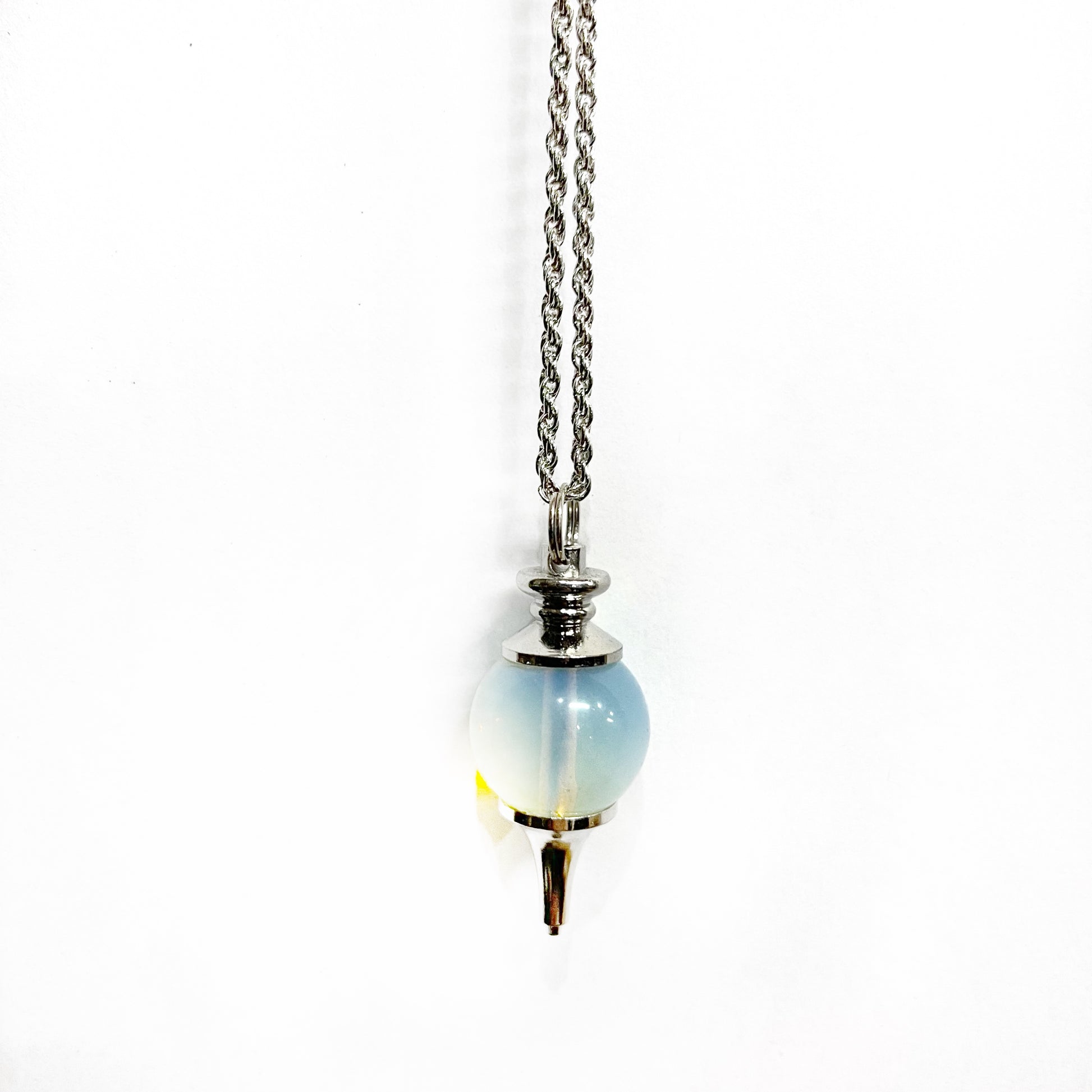 pendulum necklace with natural stone opal