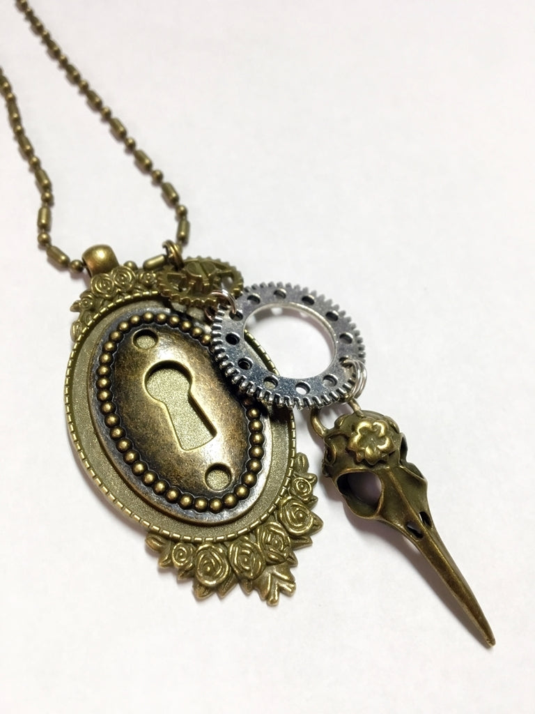 steampunk raven necklace