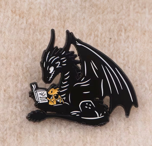 Reading Dragons Enamel Pin