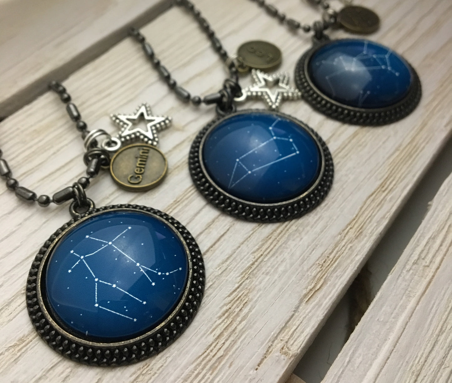 sample birthday constellation handmade glass cabachon jewelry necklace accessory