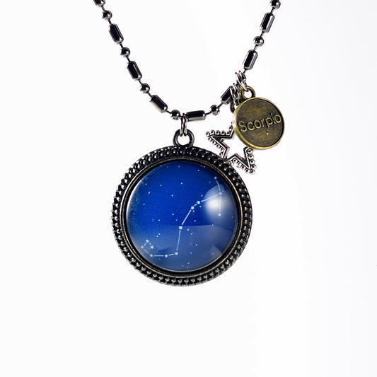 Scorpio birthday constellation handmade glass cabachon jewelry necklace accessory