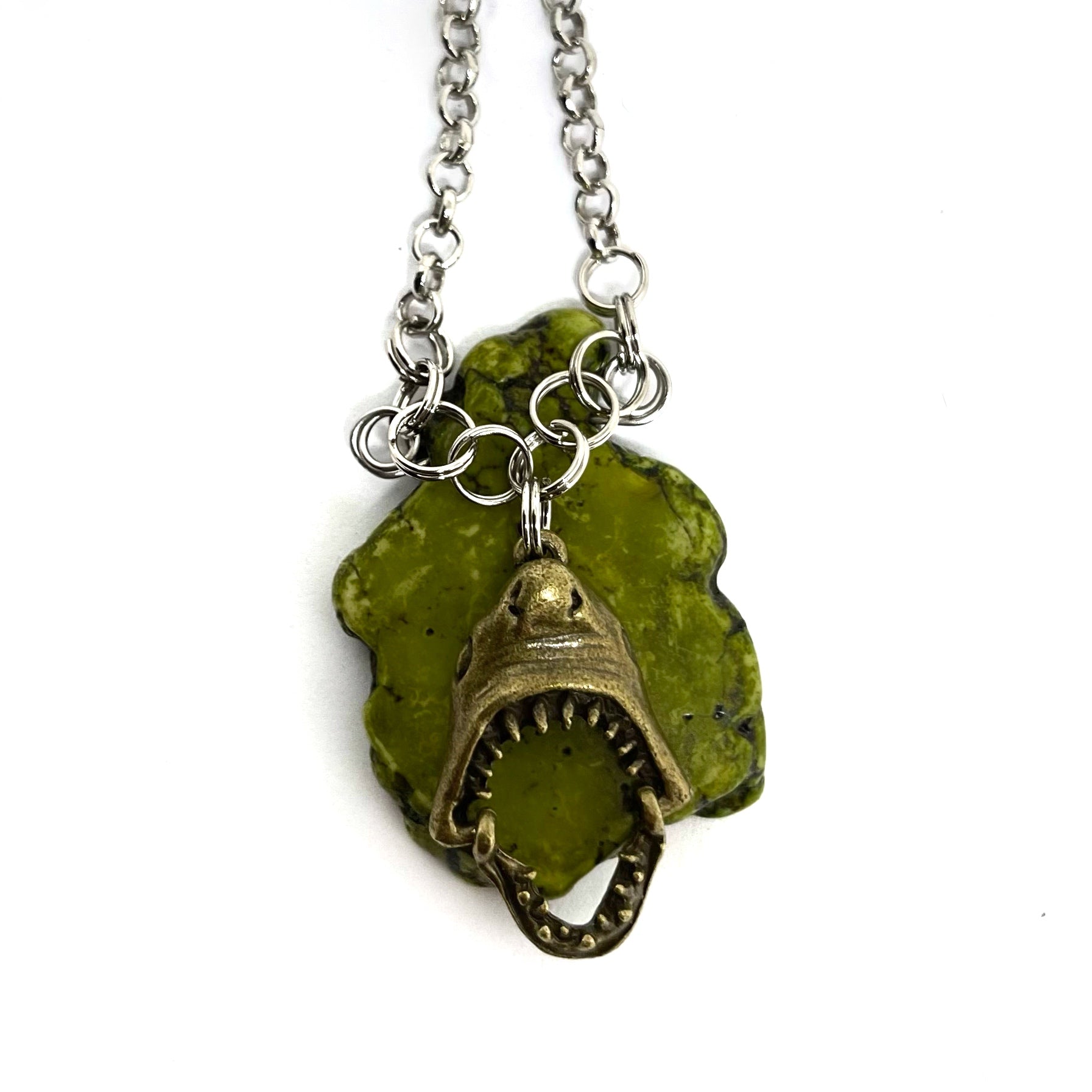 natural stone and shark pendant necklace ooak anthologie