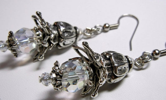 crystal and silber earrings drop