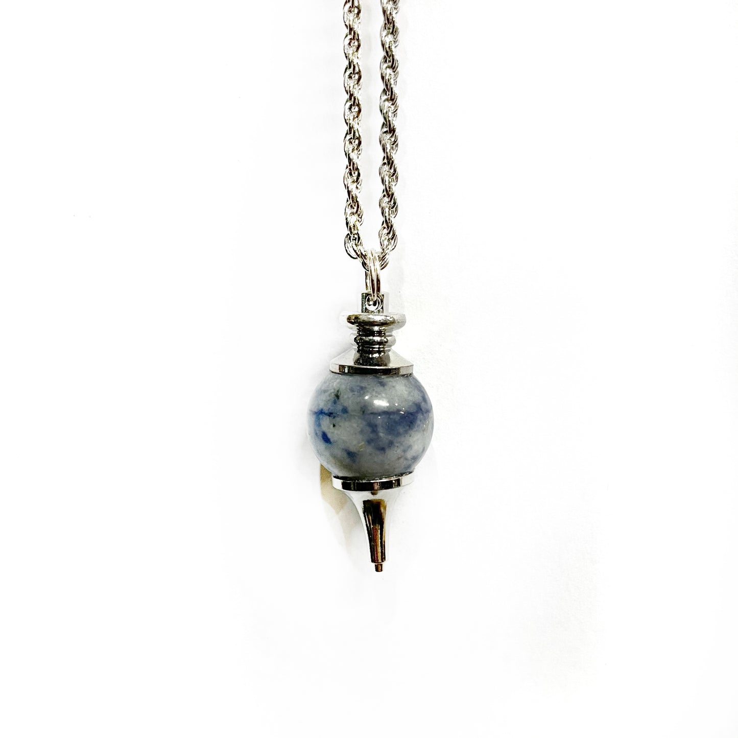 round pendulum necklace with natural stone sodalite