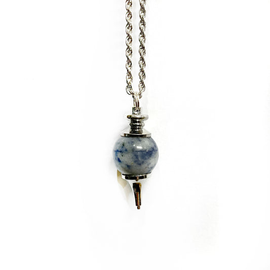 round pendulum necklace with natural stone sodalite