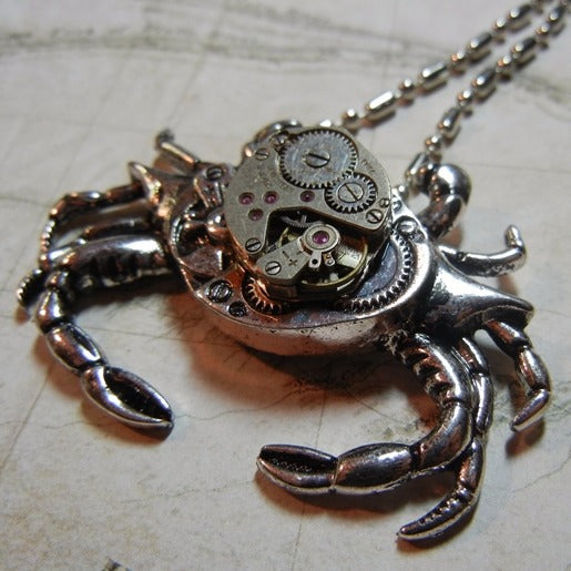 steampunk crab necklace