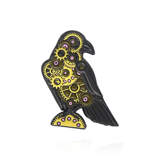 Steampunk Raven Enamel Pin