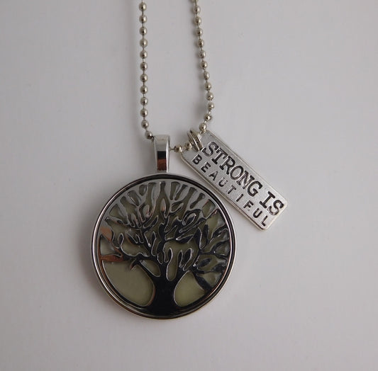silver tree of life glowing necklace